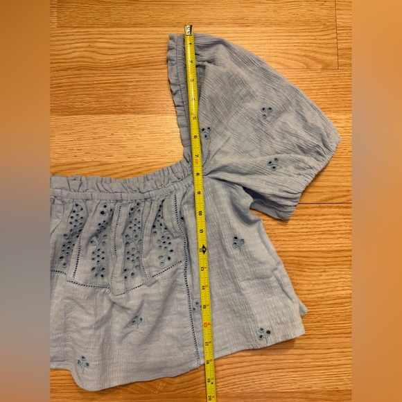 Zara Openwork Eyelet Puff Sleeve Top Size Small - Picture 10 of 11